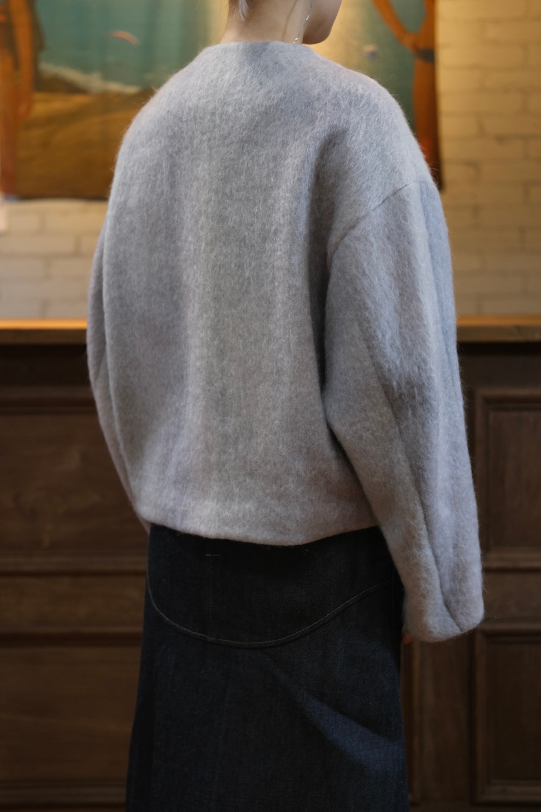 Mame Kurogouchi】Gradient Dye Mohair Cropped Coat - grey - | loop