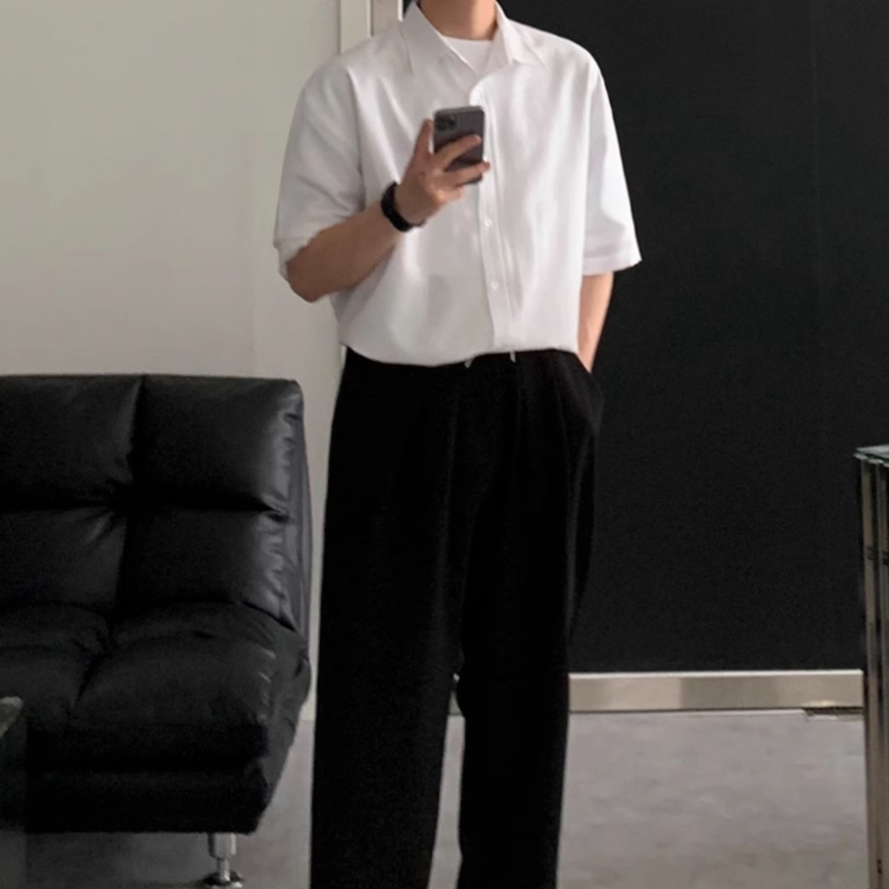 スタンダードエレガント半袖シャツ　0619