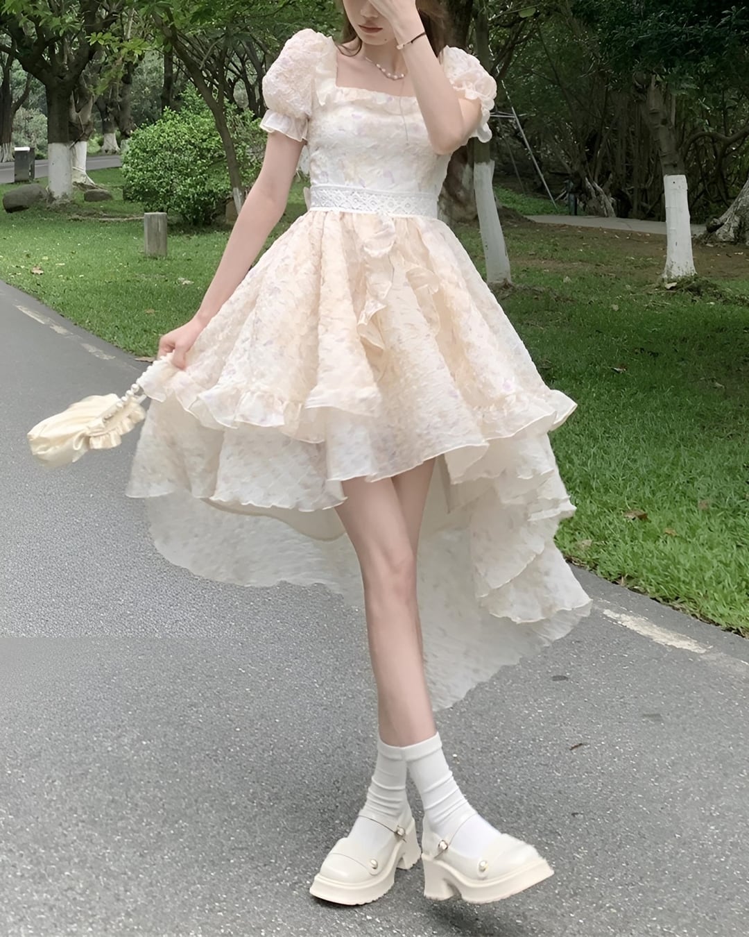 フラワーフィッシュテールバブルワンピース 2503011