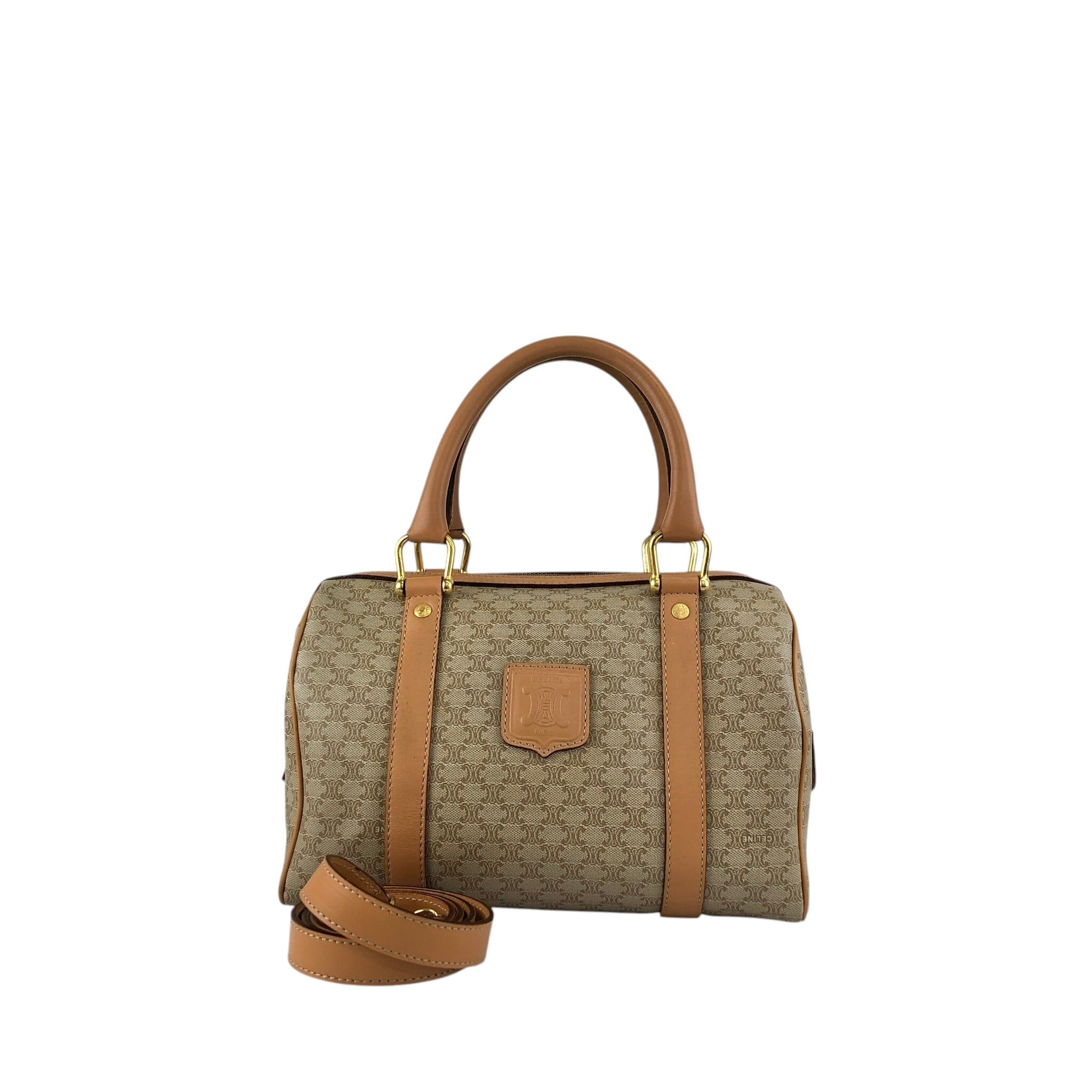 CELINE セリーヌ マカダム ショルダーバッグ ベージュ ブラゾン型押し