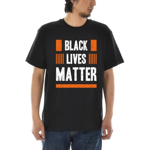 JUST ジャスト メッセージ 半袖Tシャツ BLACK LIVES MATTER Orange