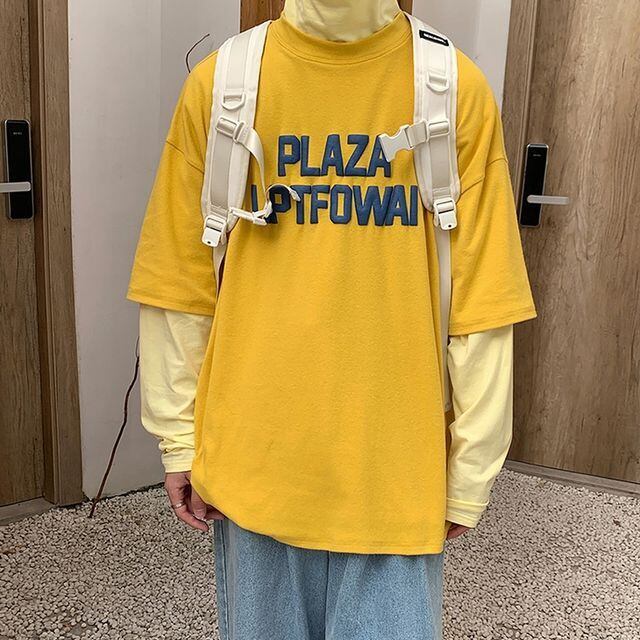 予約販売】ロンT トップス 長袖 メンズ Tシャツ レイヤード 重ね着