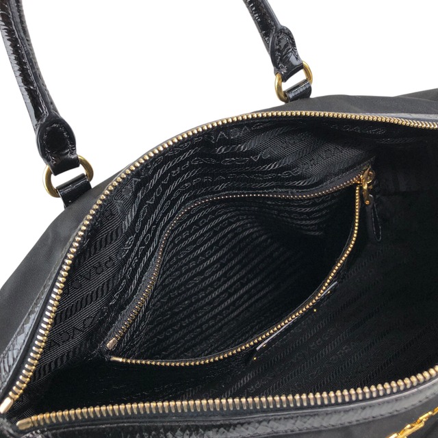 PRADA プラダ ハンドバッグ ブラック ロゴ ナイロン ボストンバッグ vintage ヴィンテージ オールド czrvv6