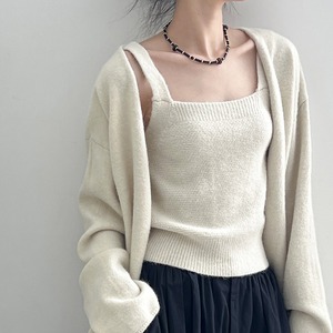 Knit camisole and cardigan 2-piece set m0493
