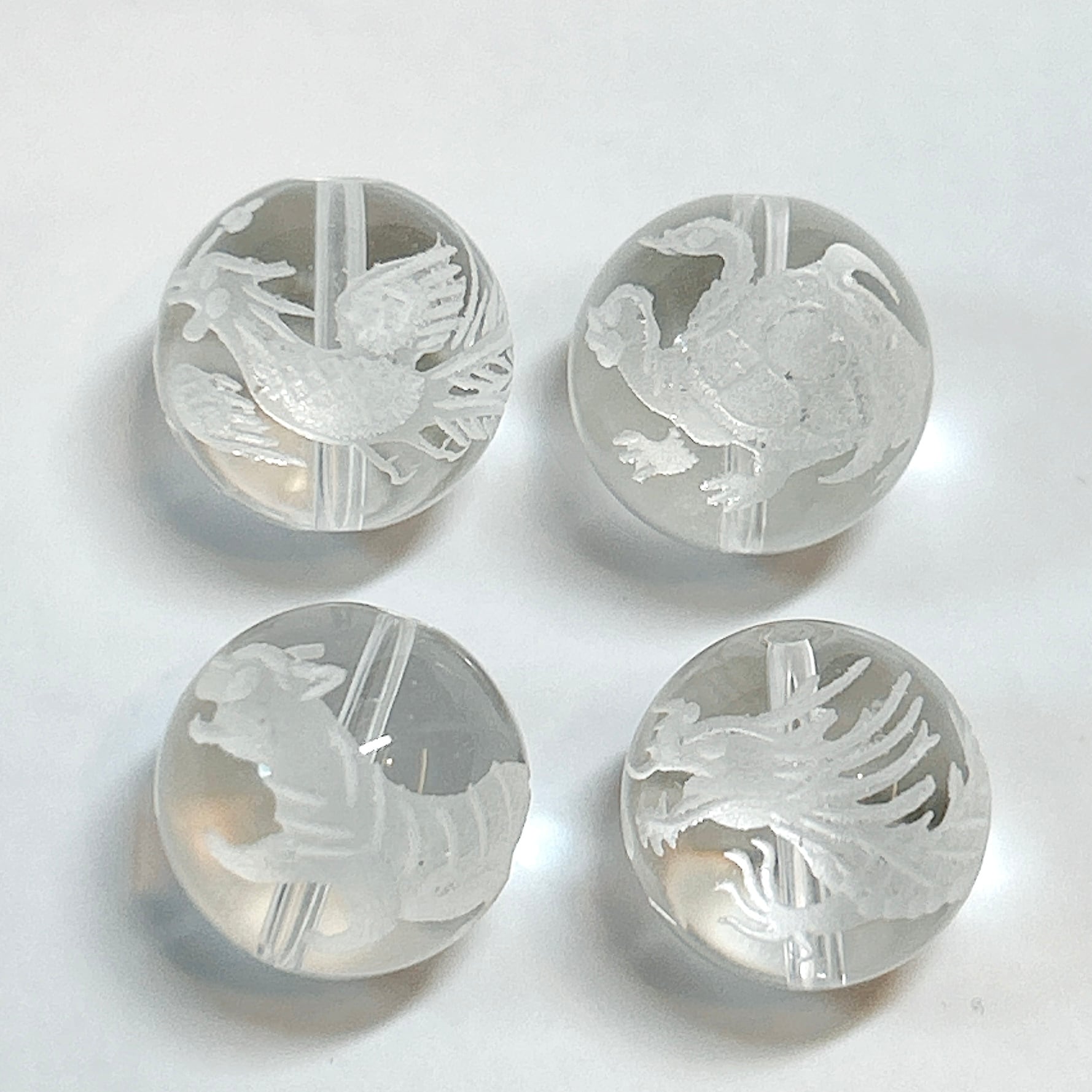 ER18709】金彫 10㎜ 四神(朱雀、青龍、玄武、白虎)セット 水晶