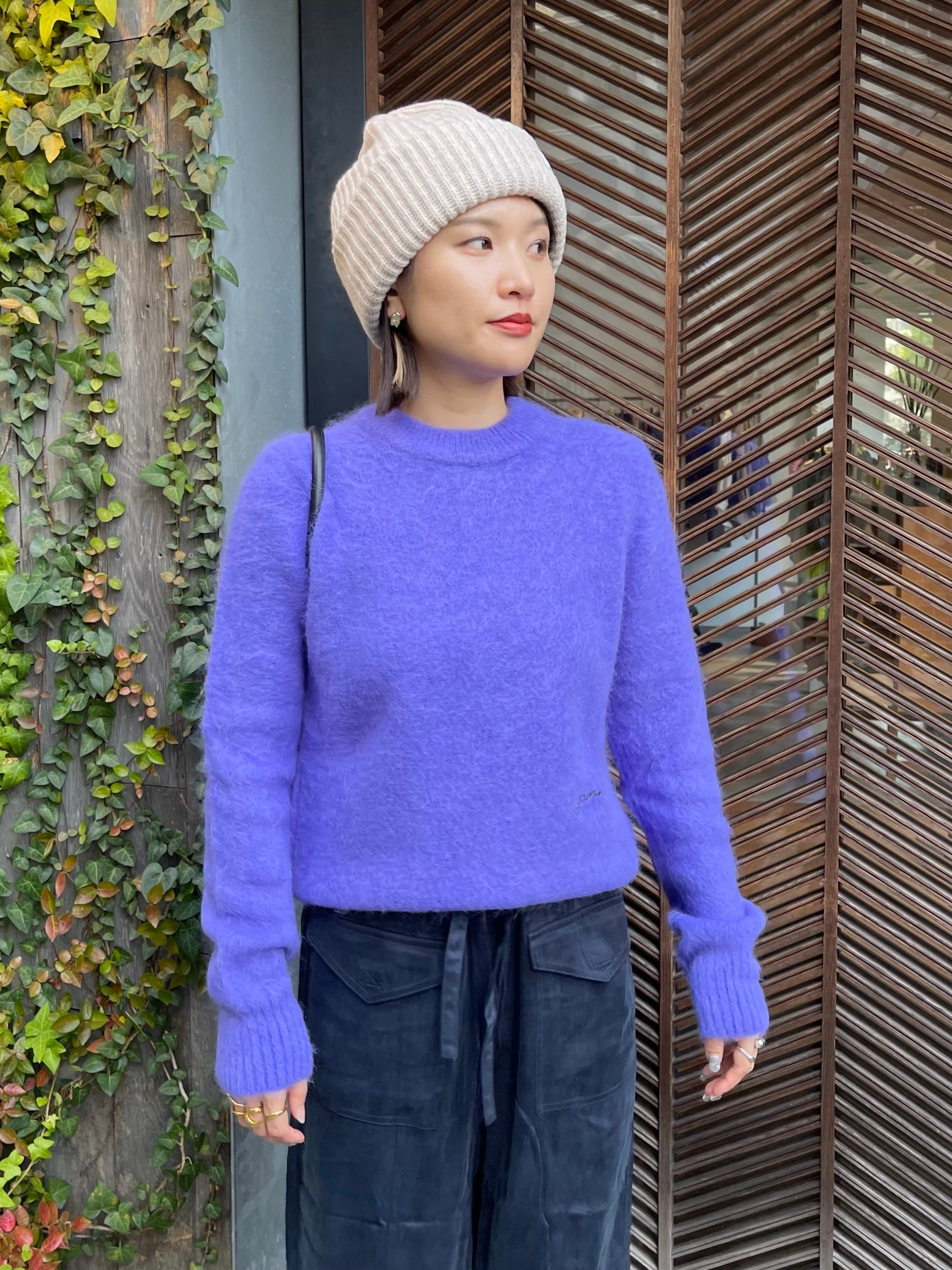 23AW】GANNI ガニー / BRUSHED ALPACA O-NECK SWEATER | TRENT