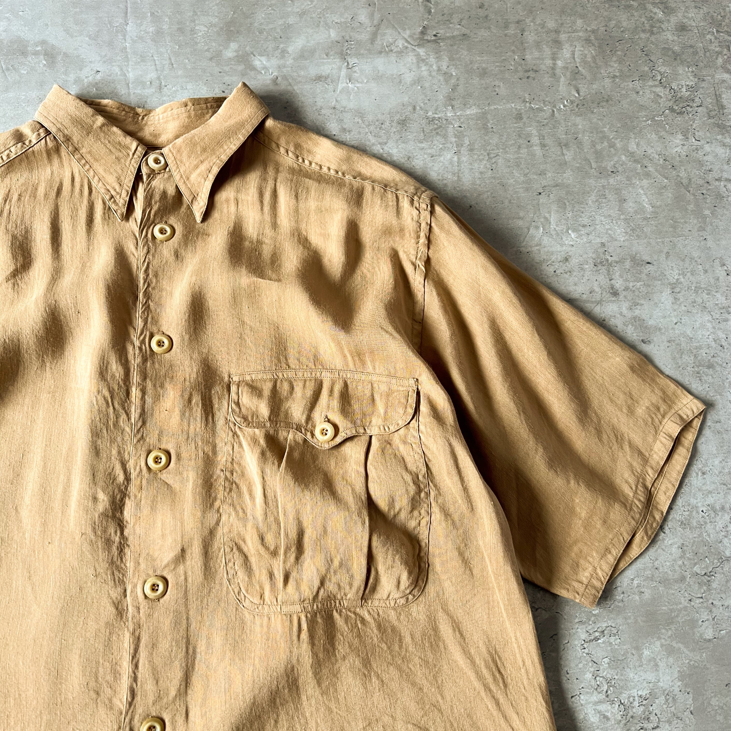 90s “GIORGIO ARMANI” made in italy linen short sleeve shirt 90年代