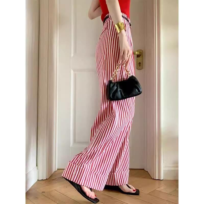 red striped wide pants 10534