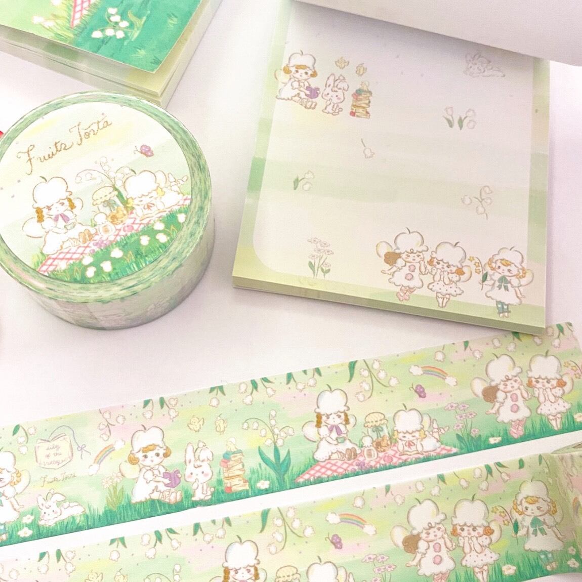 すずらん妖精たちのティータイムメモパッドLily of the valley fairies teatime MEMOPAD