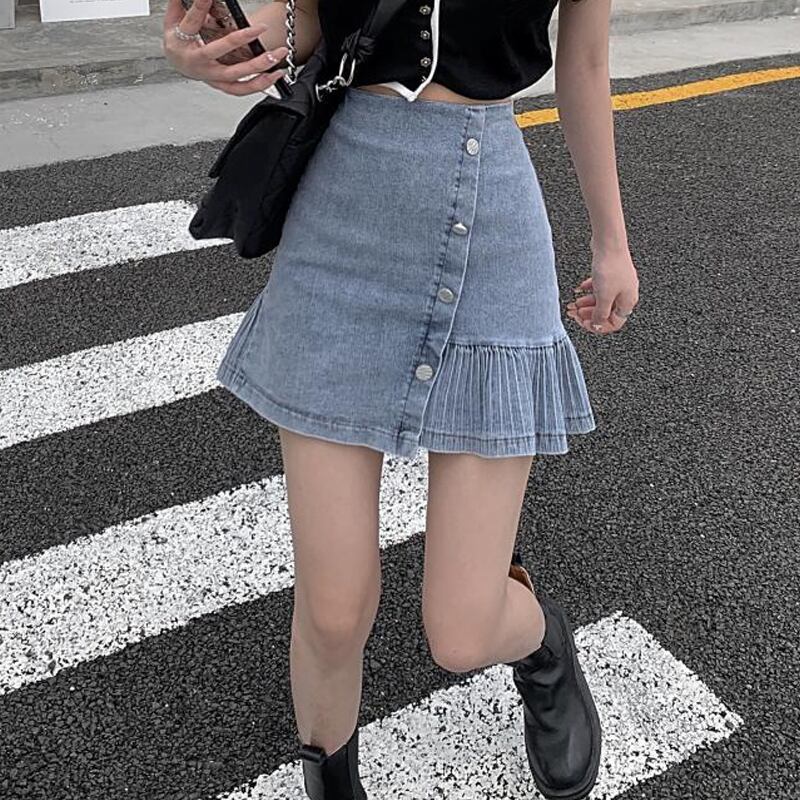 サマーショートスカート プリーツハイウェストウェストAライン 夏物 スーパーモール23212593636