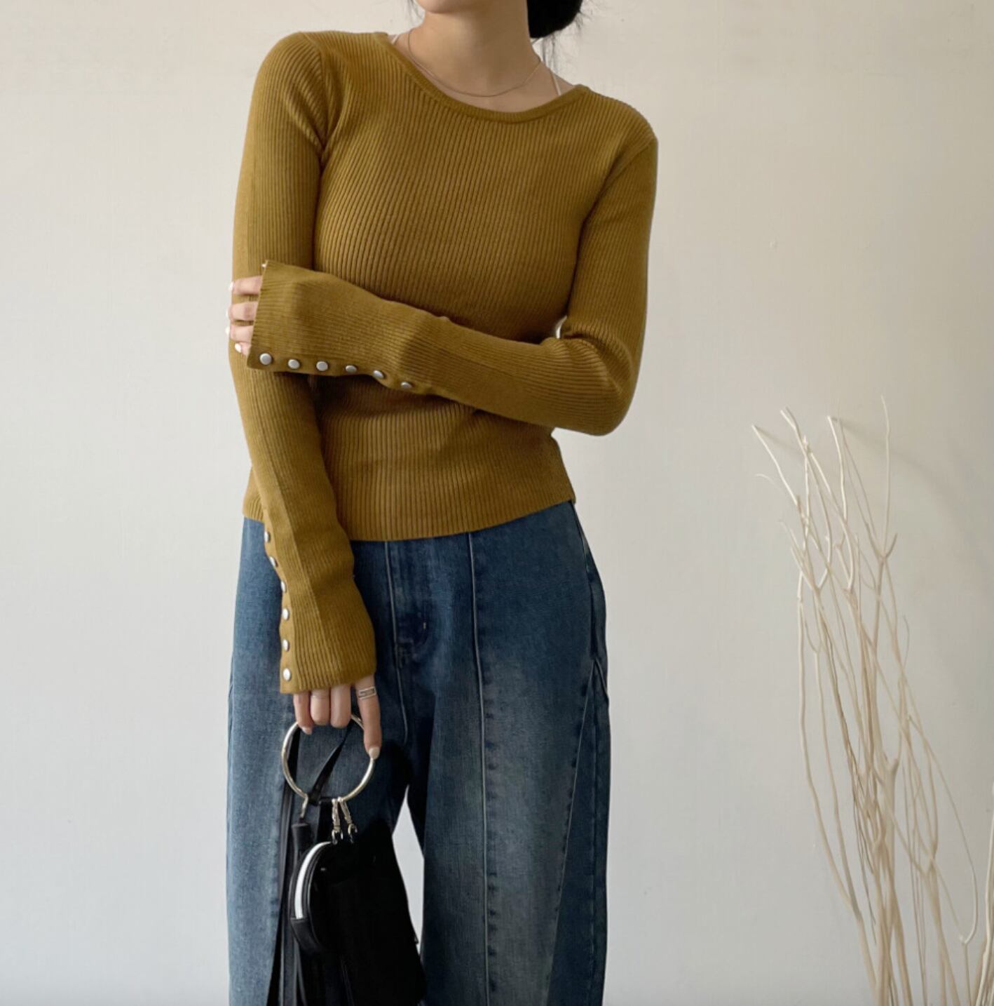 ナンバーミーTOKYO"CREW KNECK KNIT PULLOVER"YELLOW