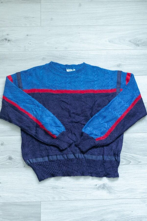 50's 60's UNKNOWN カウチンニットセーター シャケ 鮭 ブルー FLASH