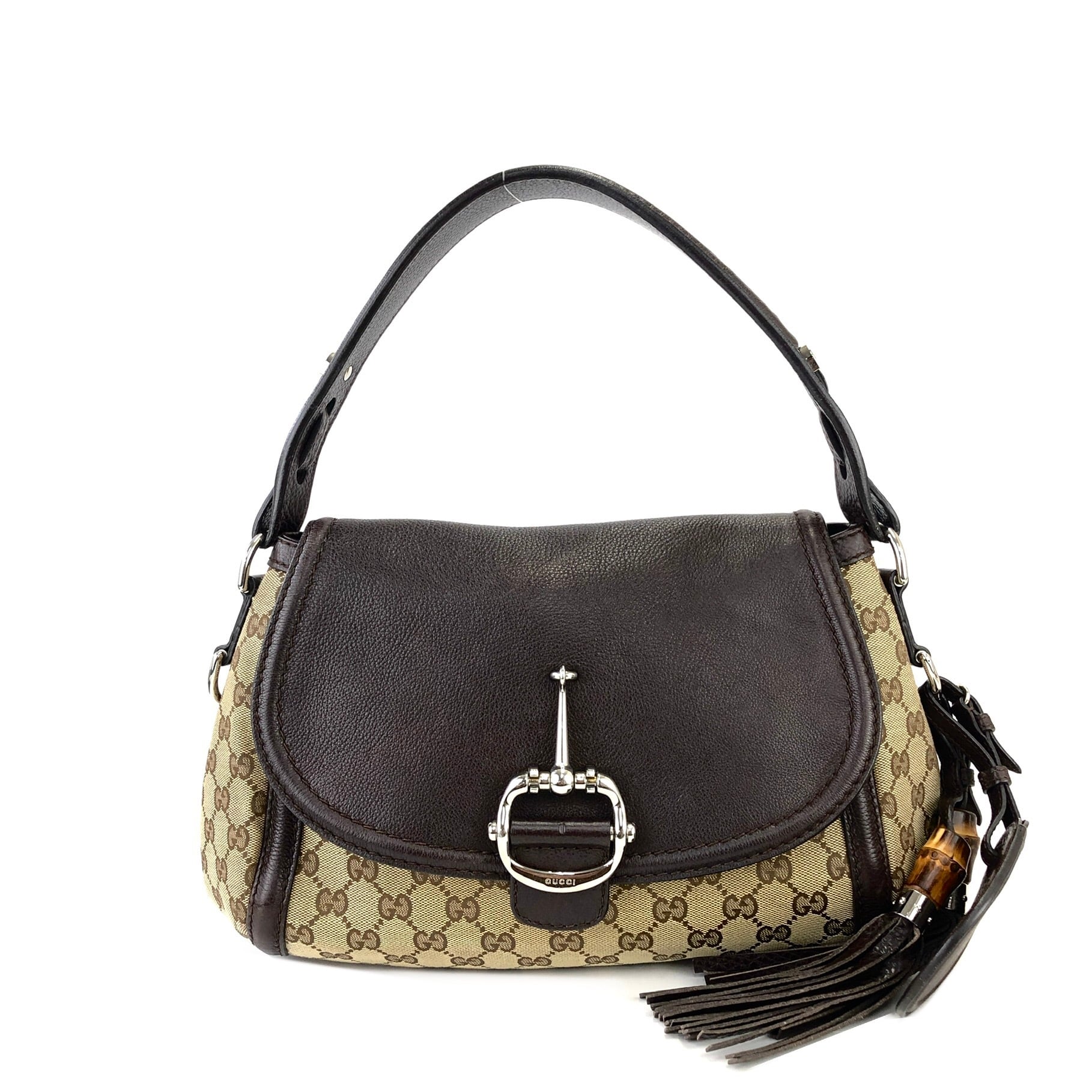 GUCCI グッチ GGキャンバス バンブータッセル フリンジ セミショルダー