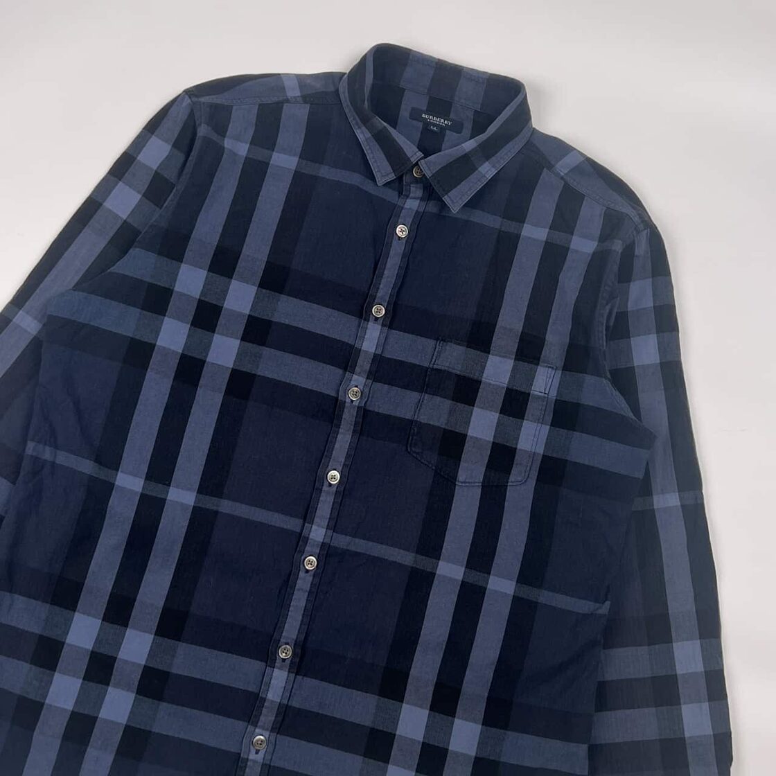 BURBERRY LONDON バーバリー メガチェック 長袖シャツ LL/ネイビー系 