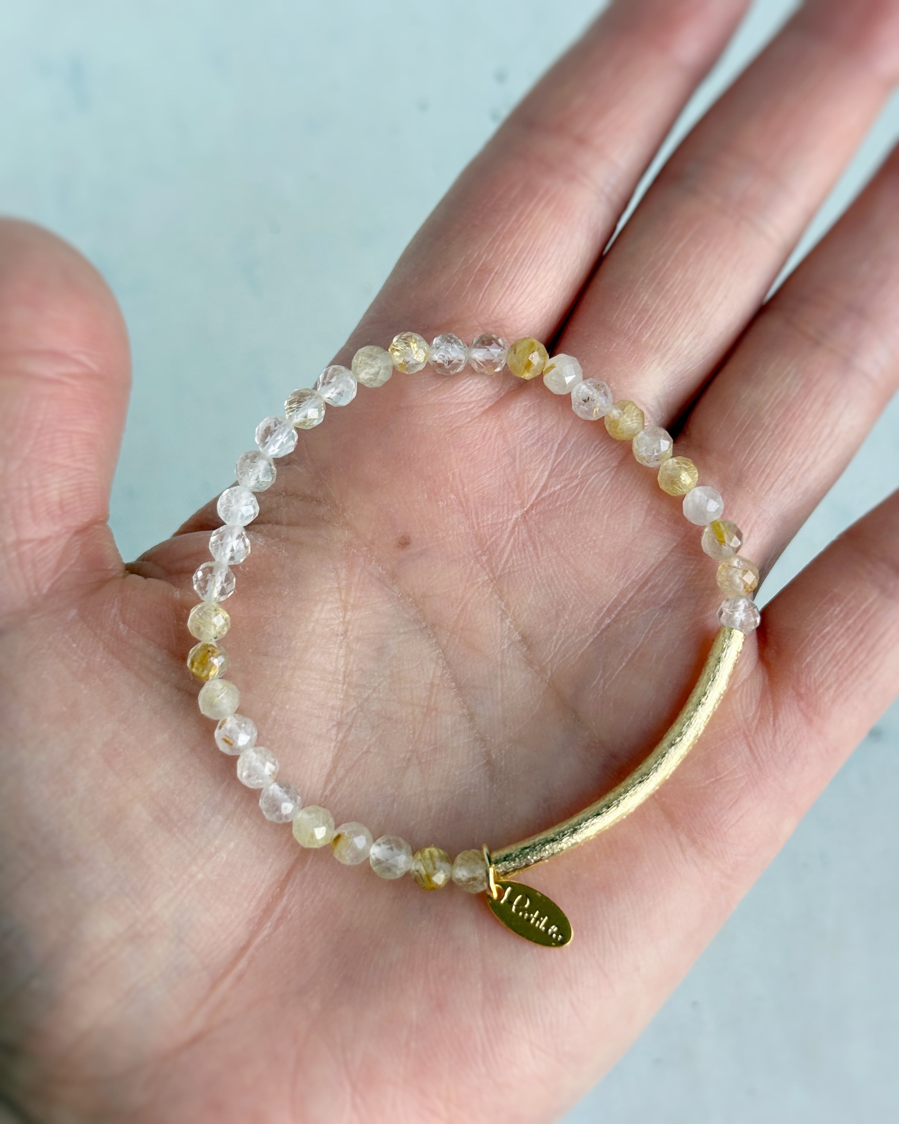 【renewal】Tube & stone bracelet(ルチルクォーツ)