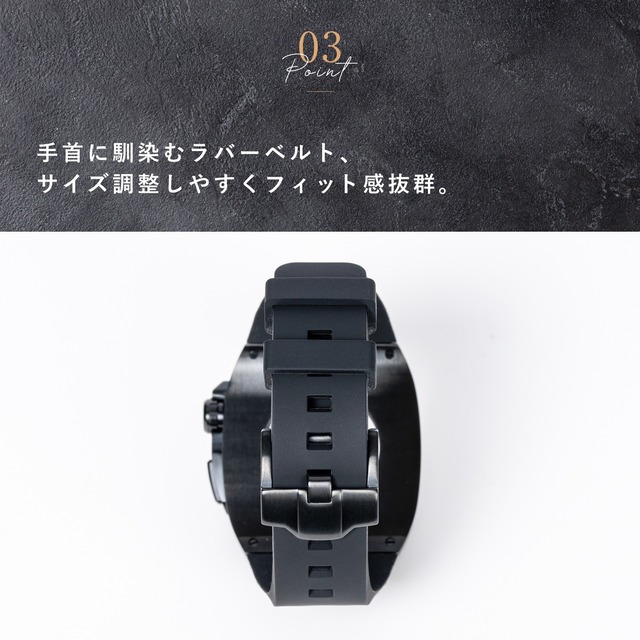 Luxury Apple Watch Case & Belt BR-AWC45BK ラグジュアリー アップル ウォッチ ケース＆ベルト ブラック メンズ  (バンド・カバーセット 44mm/45mm対応) カスタムパーツ 高級ケース
