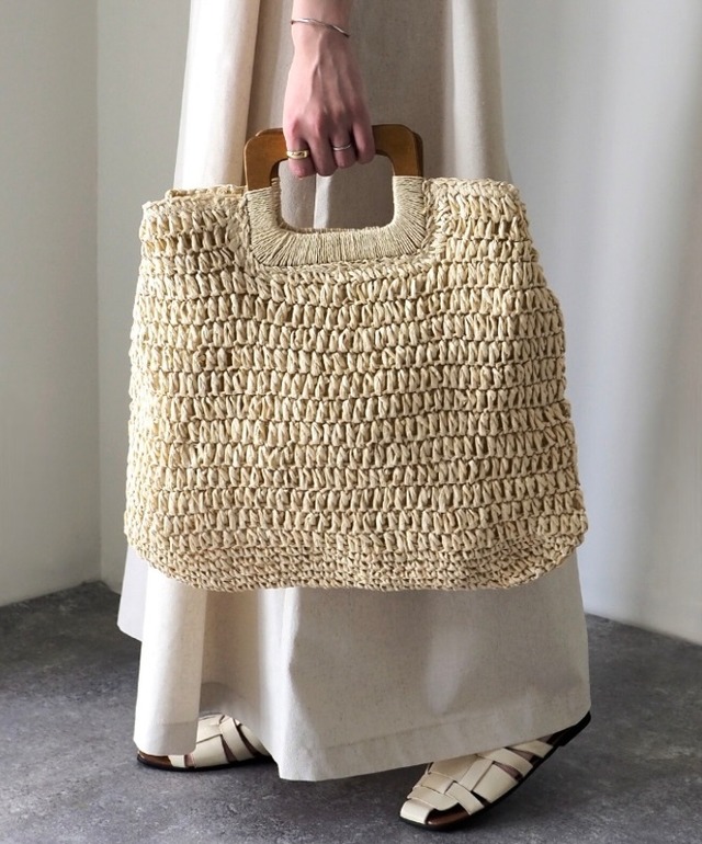 Square handle bag（beige・brown）