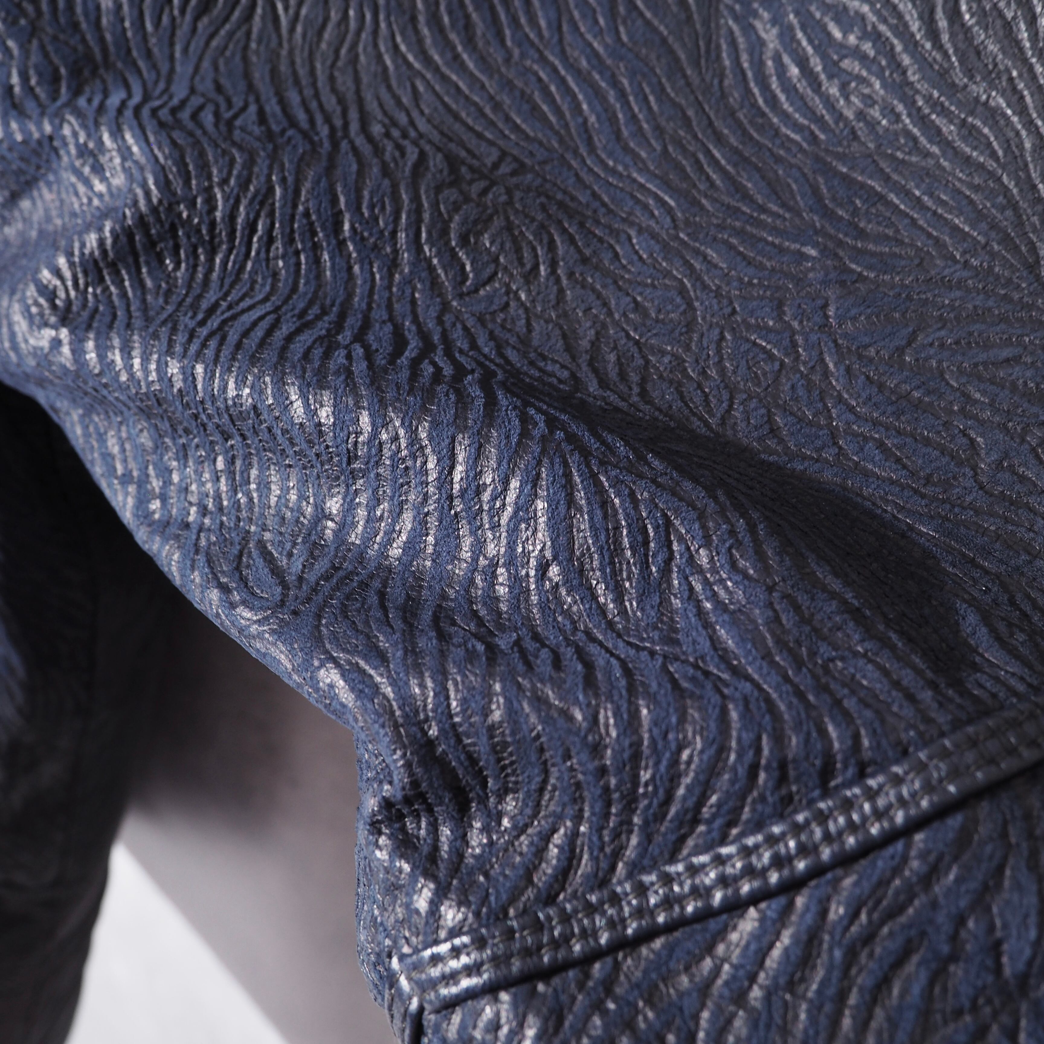 ” Adarcrea ” deformation mao collar silhouette vintage leather jacket