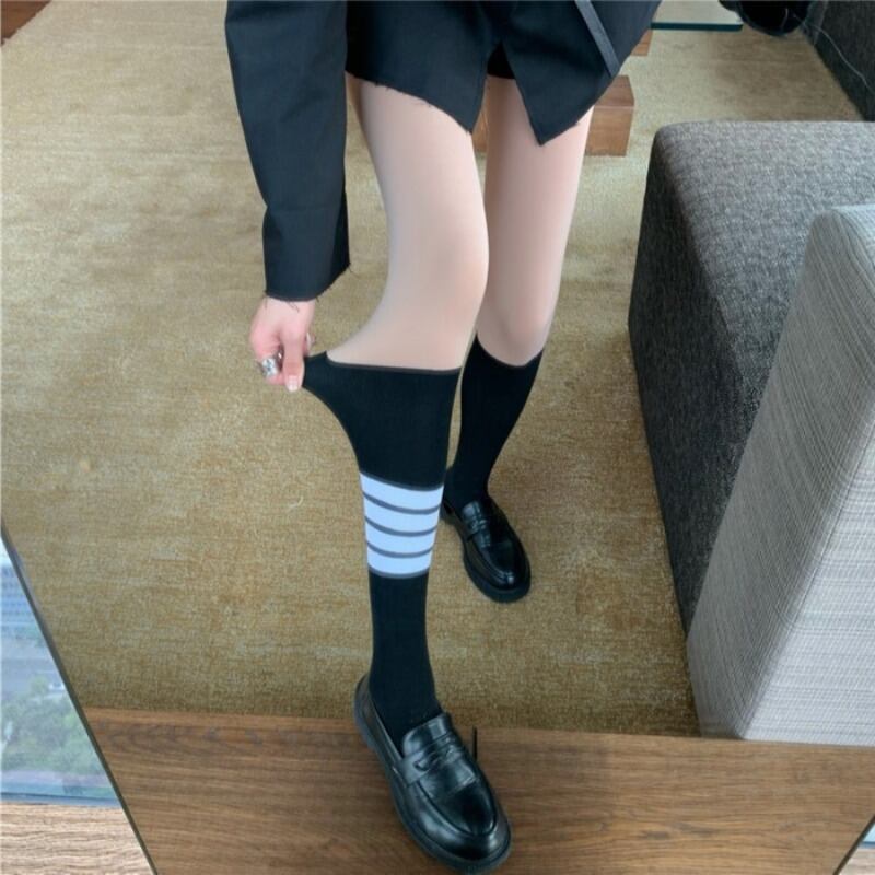 オータムウィンターベルベットストライプワンピースレギンス ソックス 秋物 冬物 タイツ ストッキング YY-ファッション93779926913