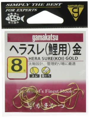 【人気】がまかつ(Gamakatsu) ヘラスレ(鯉用) フック 金 8号 釣り針