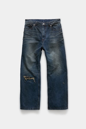 [COOR] Semi-Flare Embossed Dirty Washed Jeans (Washed Indigo) 正規品 韓国ブランド 韓国通販 韓国代行 韓国ファッション クール クーア クアー COOR 日本 店舗