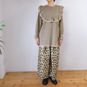 BUNON(ブノン) Khadi Cotton Pintuck Tunic カディコットン ピンタック+フリル チュニックブラウス