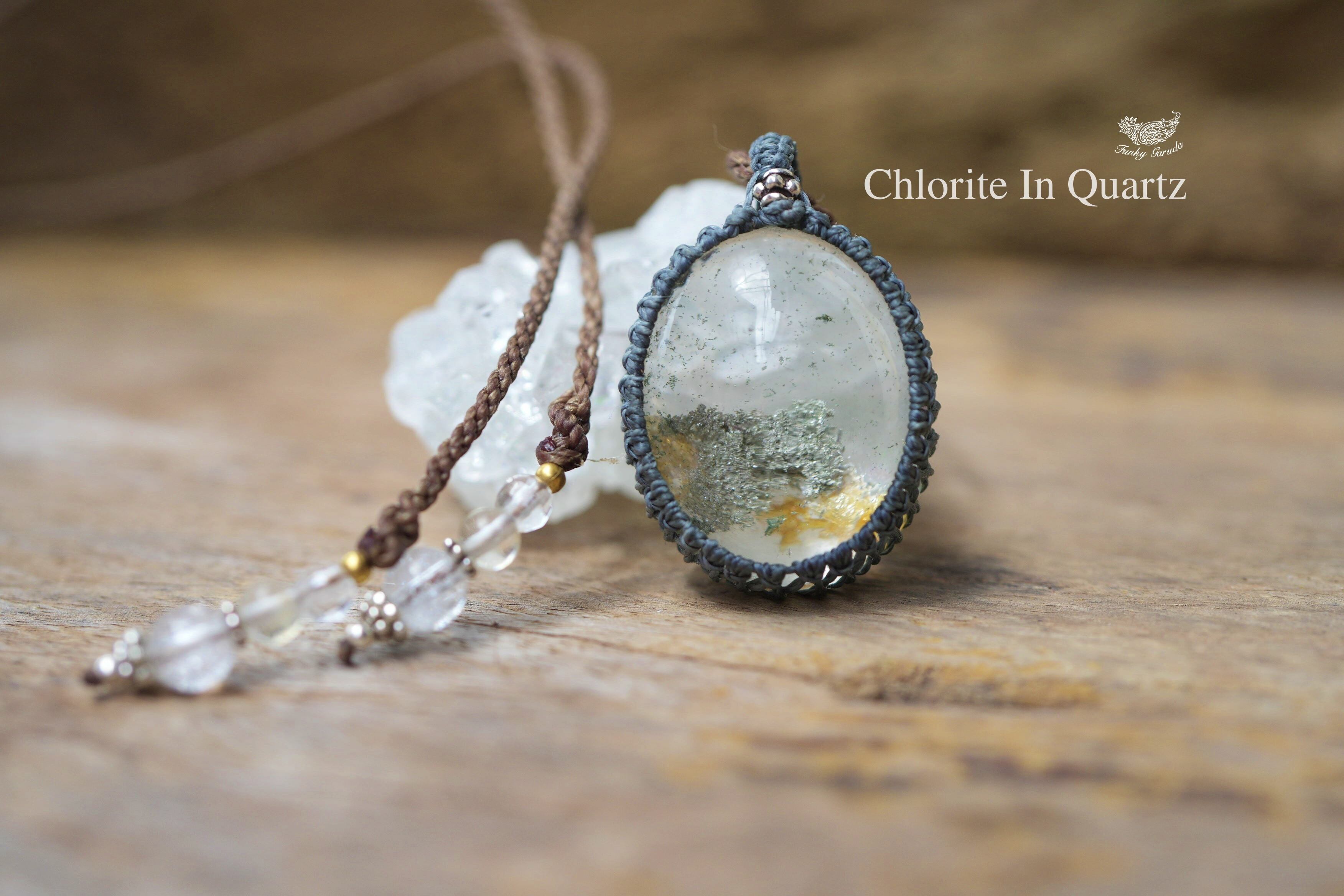 緑の島★クローライト★ガーデンクォーツ マクラメネックレス1315