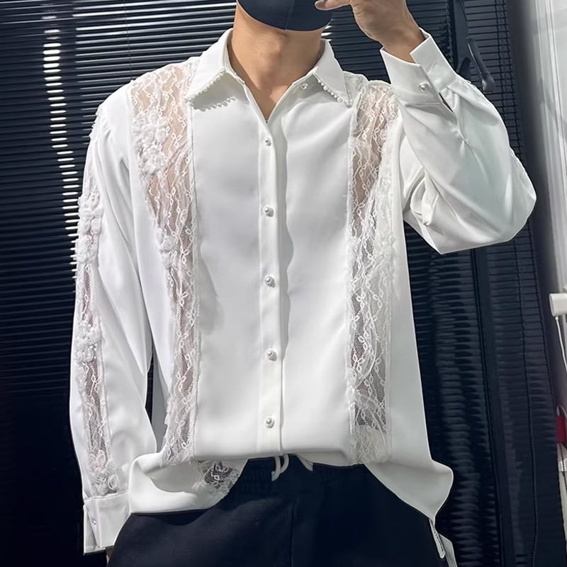 レーストリムボタンダウンロングスリーブシャツ 1color MTO0318