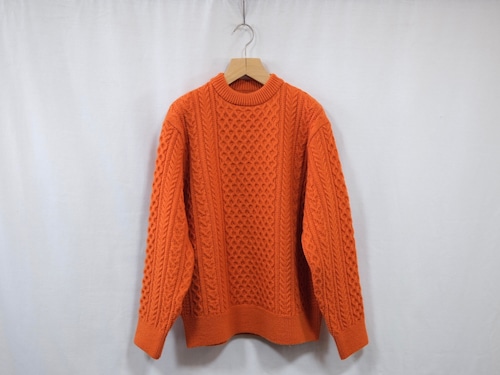 Yonetomi NEW BASIC” REBORN WOOL ARAN KNIT PULLOVER ORANGE”