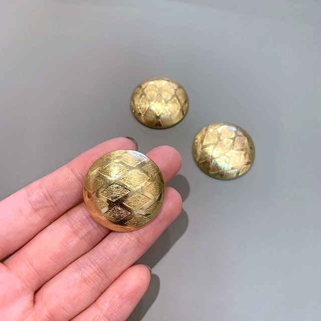 USA真鍮 格子模様カボションL