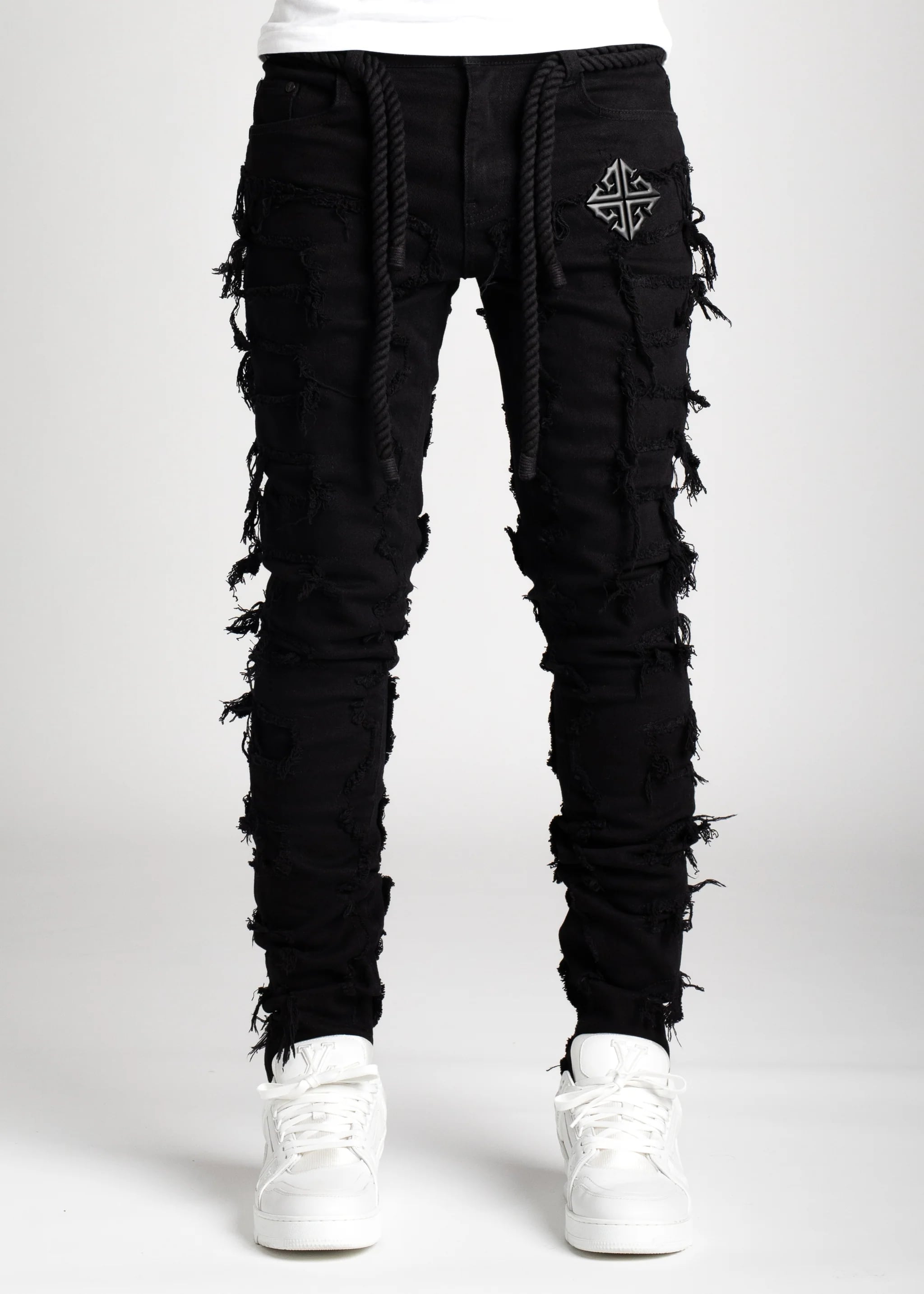 パンツ GUAPI BLACK DISTRESSED CROSS DENIM GUAPI BLACK DISTRESSED CROSS DENIM Explore GUAPI Fashion Products