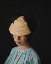 【Joëlle】Raffia ribbon cap/アシンメトリーラフィアキャップ