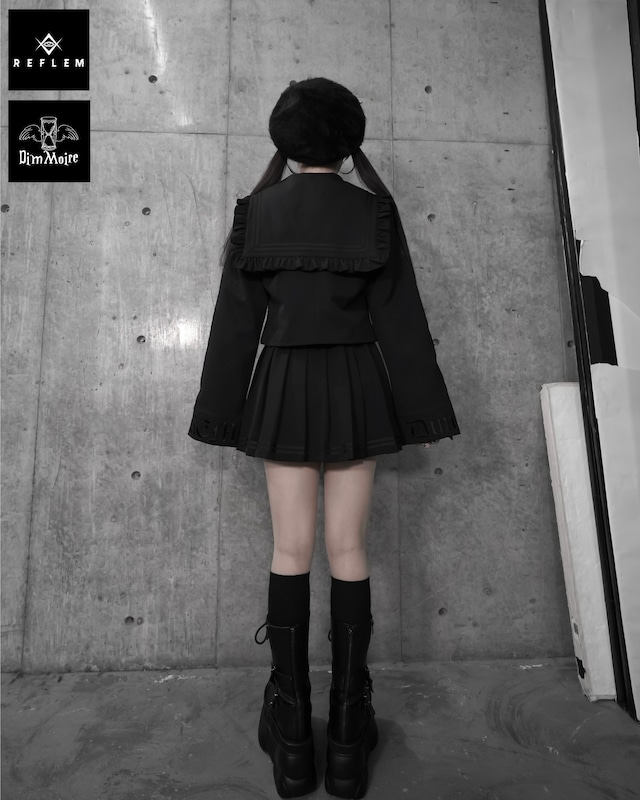 受注予約商品】【REFLEM×DimMoire】ロゴ刺繍セーラーSETUP【Black 