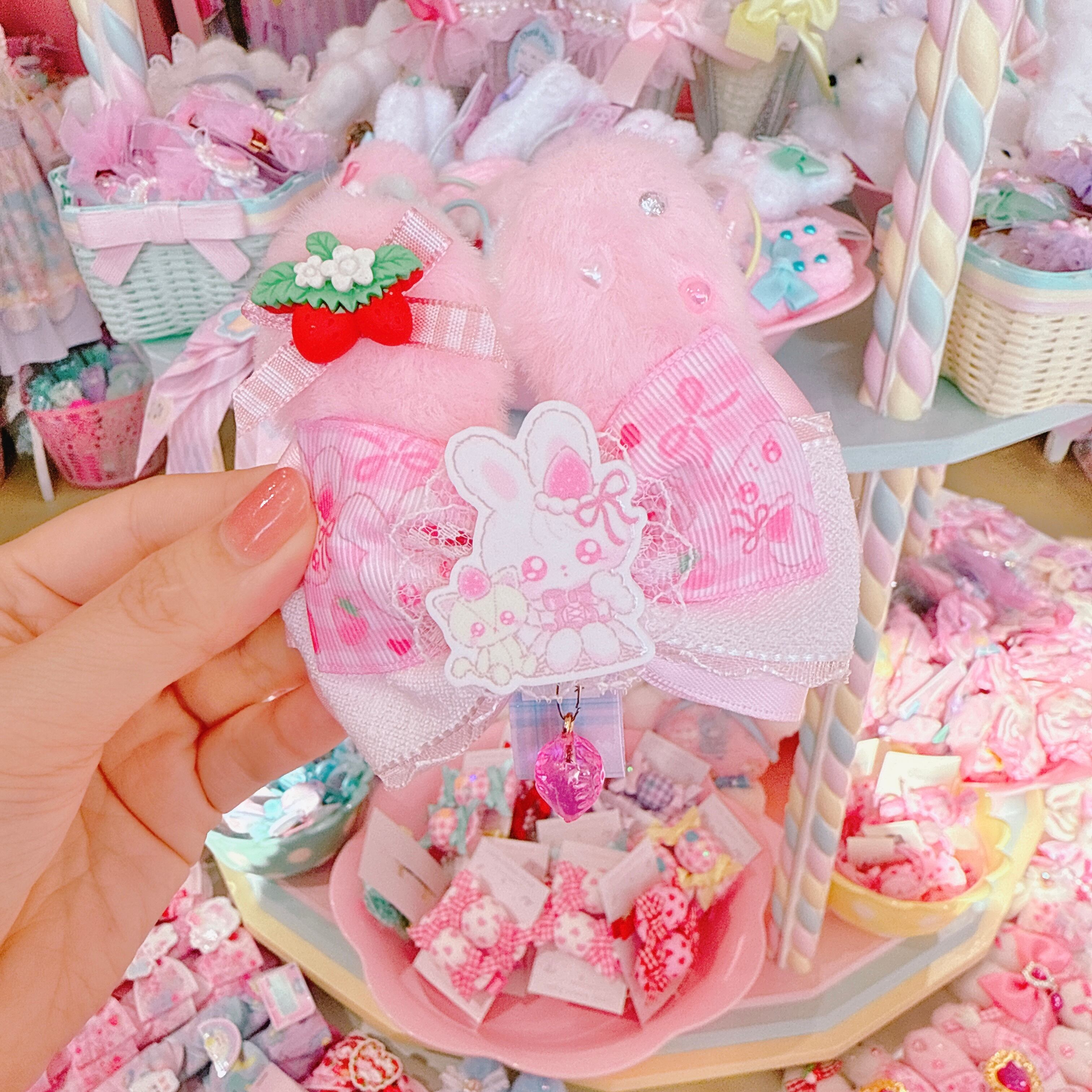 【F7】62-79うさ耳リボンヘアクリップ