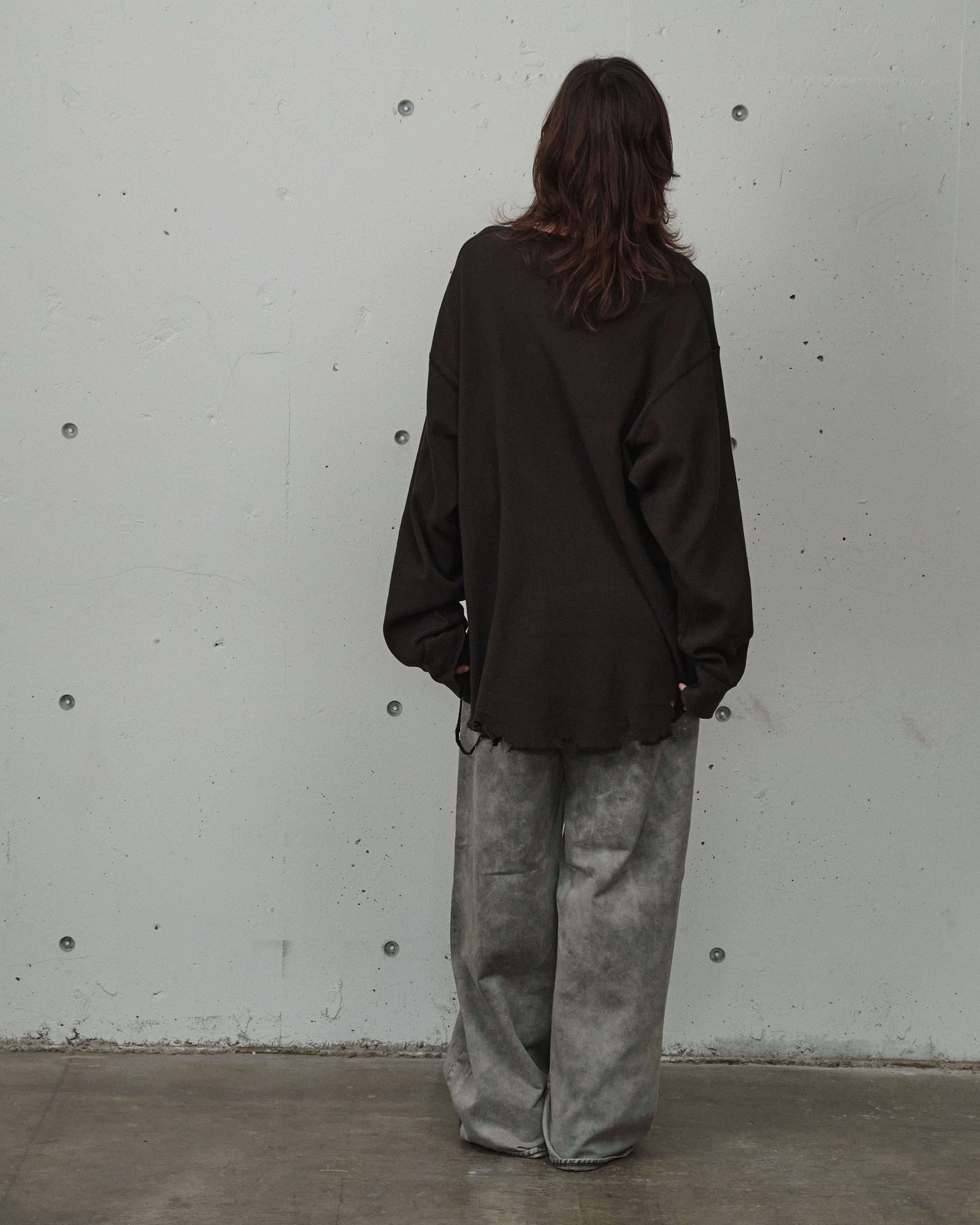 Ancellm - DAMAGE WAFFLE CREW LS - / ANC-STD-CT03 / アンセルム