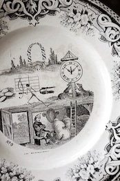 1860s Creil et Montereau Lebeuf Milliet et Cie 不可解ユートピア 謎のプレートa クレイユモントロー Rébus
