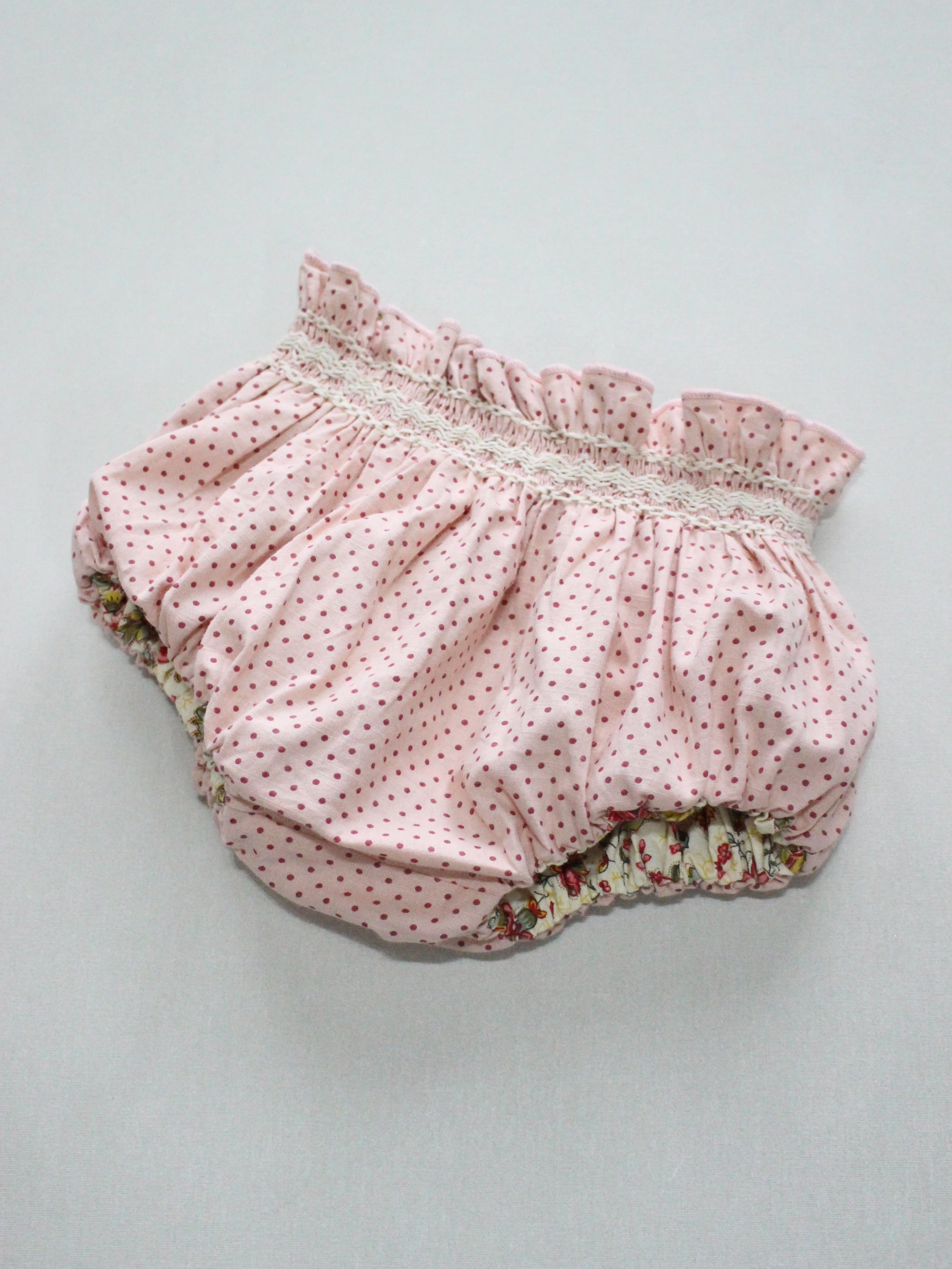Bonjour diary ブルマ　リバーシブル BONJOUR DIARY Baby set with reversible bloomer Aline print 6m-2y