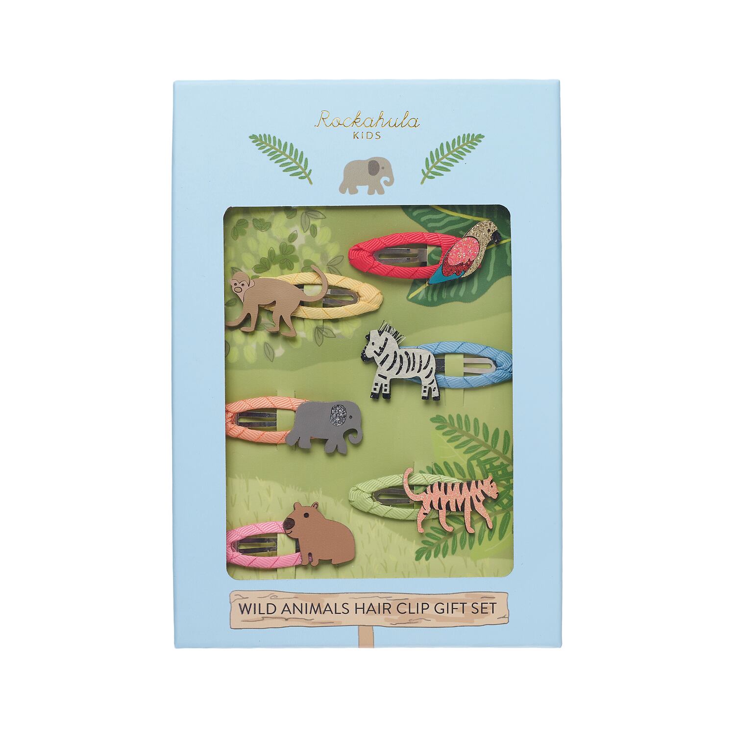 GFT11B:Wild Animals Hair Clip Gift Set-BLUE