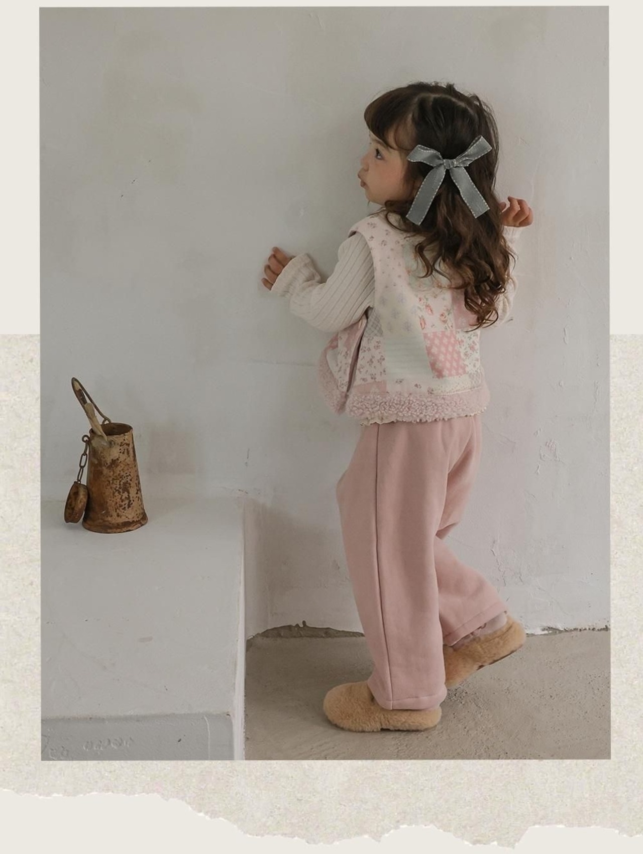 韓国子供服 / 26winter / puella FLO / ステッチリボンヘアピン / キッズ / 冬服 *FREE*
