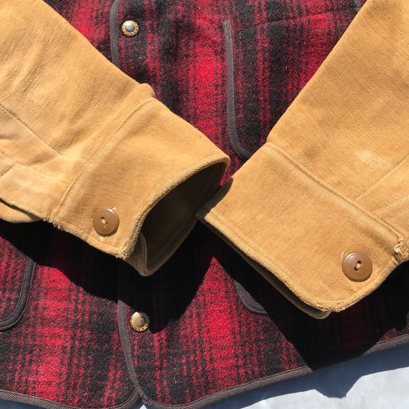 40's WOOLRICH ウールリッチ ウールジャケット ハンティング アウトドア エンジニアジャケット モールスキン チェック 切り替え M 希少  ヴィンテージ | agito vintage powered by BASE