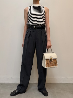 CU13-21 USED BORDER SLEEVELESS "USA製" -ECRU×BLACK-