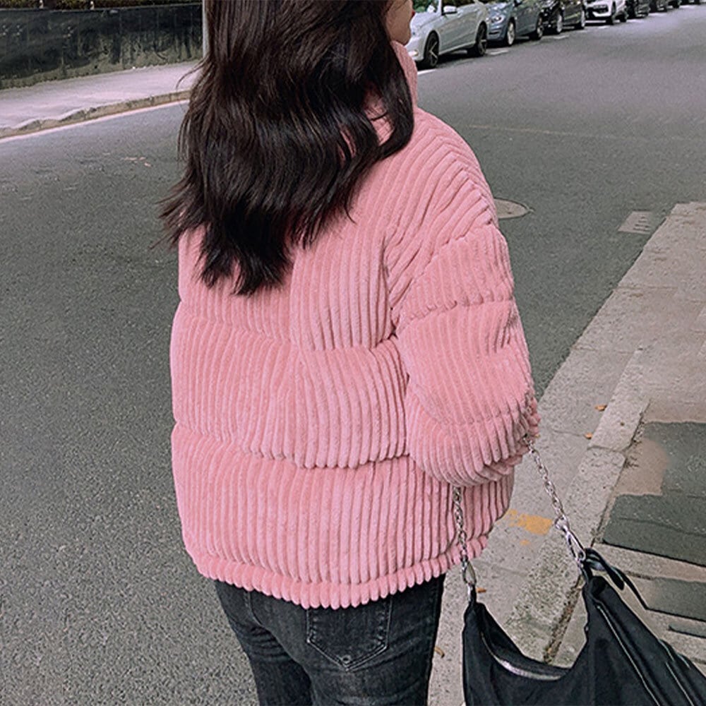 コーデュロイ 中綿 ジャケット レディース 秋冬 韓国 ショート丈 アウター 防寒 保温 おしゃれ ゆったり 大人 かわいい 暖かい ブルゾン ダウン 大人可愛い 大人女子