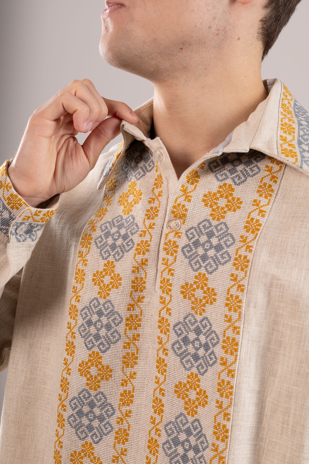 ウクライナ刺繍ヴィシヴァンカ　クロスステッチ手刺繍　Lサイズ　メンズ - 11