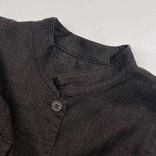 リネン100% EVEX by KRIZIA エヴェックスバイクリッツィア 立ち襟 ダブルポケット ジャケット 46/ダークブラウン系 レディース 三陽商会