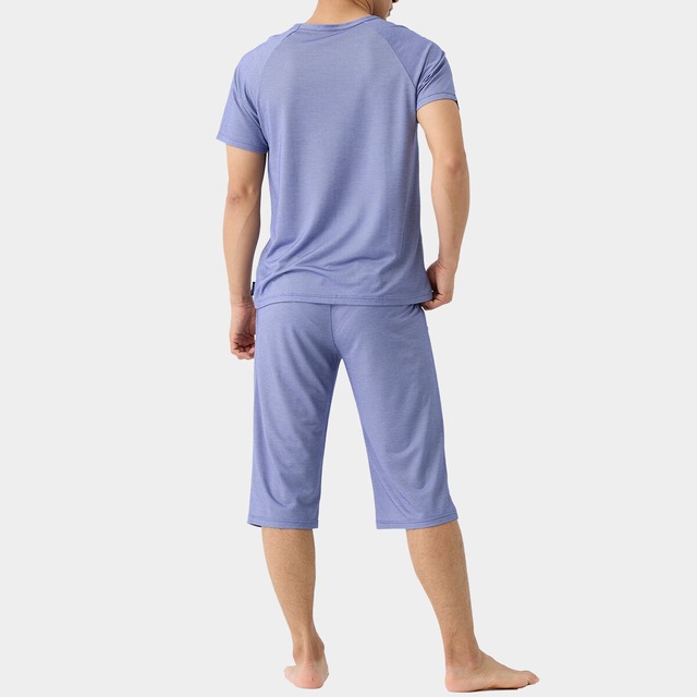 コンフォートクール ラグランスリーブ Vネック ひざ下丈パンツ 上下セット メンズ 接触冷感×高通気 着るだけで整う夏の快眠ウェア