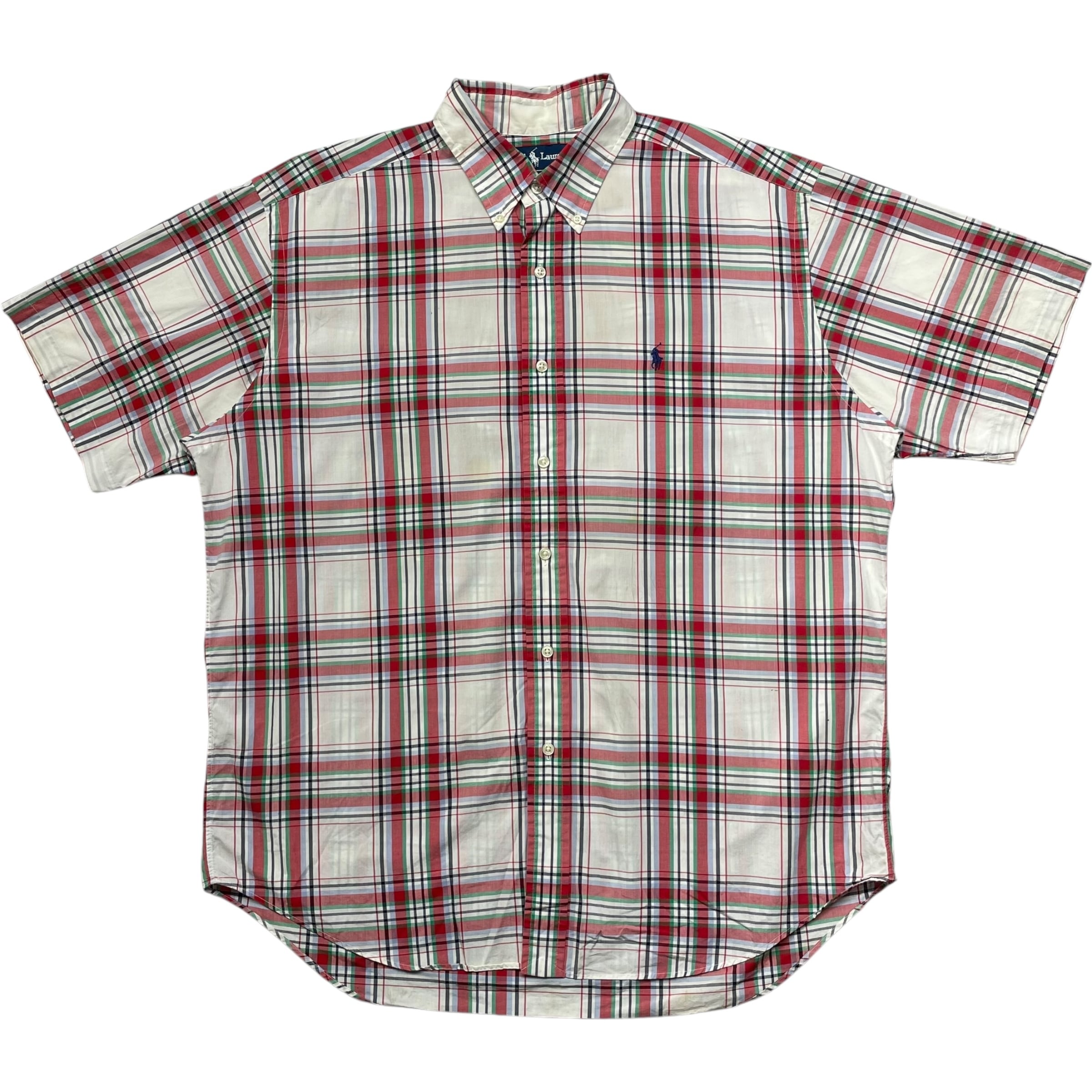 《L》Polo Ralph Lauren ポロラルフローレン チェックシャツ 半袖シャツ no.6553