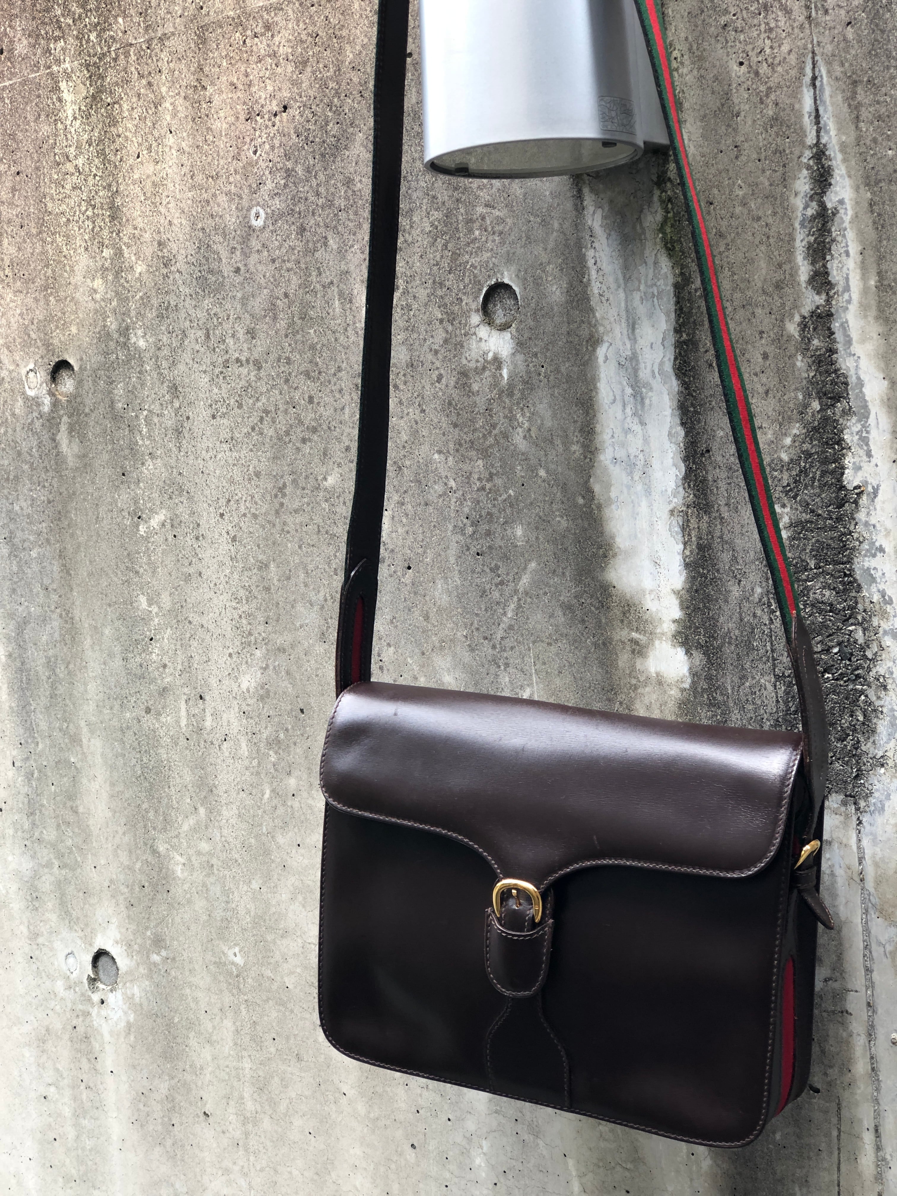 GUCCI ショルダーバッグ シェリーライン レザー PVC カメラバッグ ミニ 