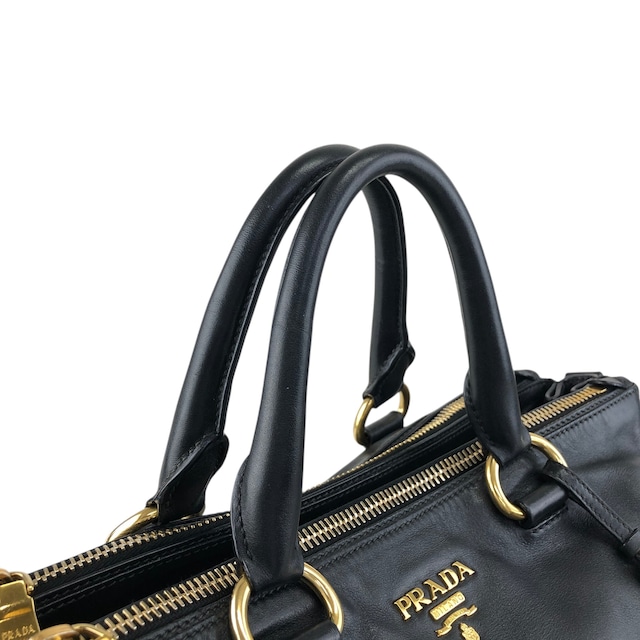 PRADA プラダ ショルダーバッグ ブラック ロゴ レザー ボストンバッグ vintage ヴィンテージ オールド k82hca
