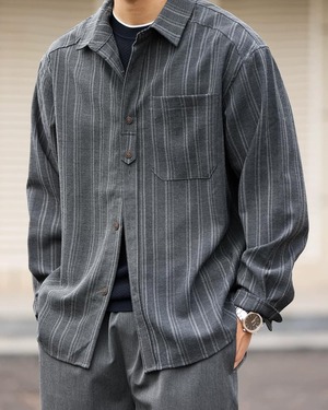 Retro Striped Long Sleeve Shirt  K0413