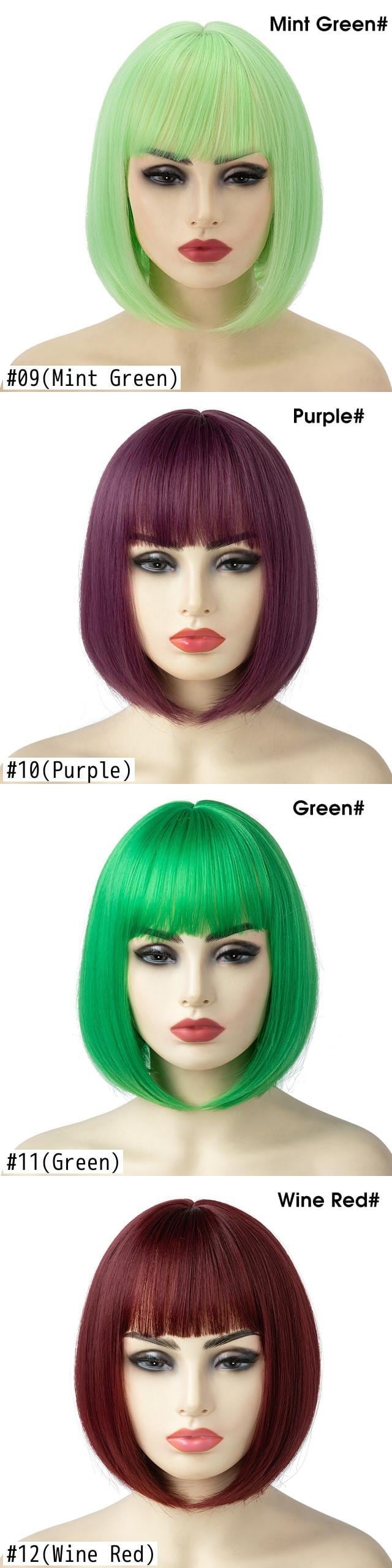 送料無料 ピンクのショートボブウィッグとバンストレートコスパイ